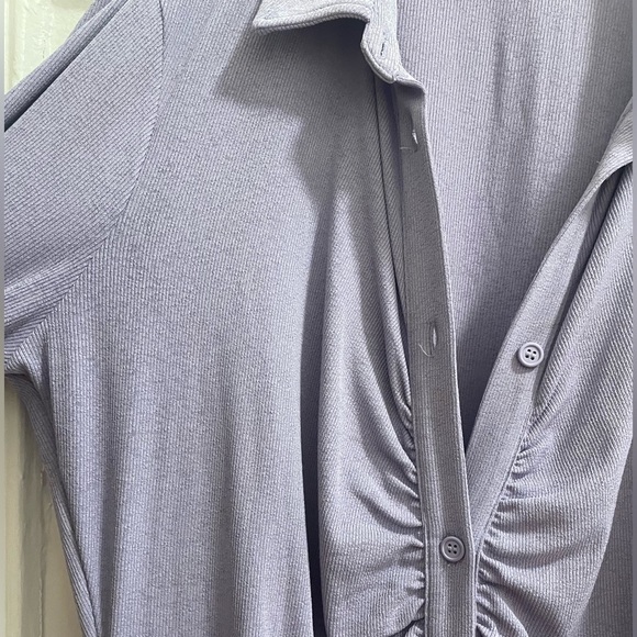 HM divided label light purple king sleeve button up dress - Picture 2 of 3